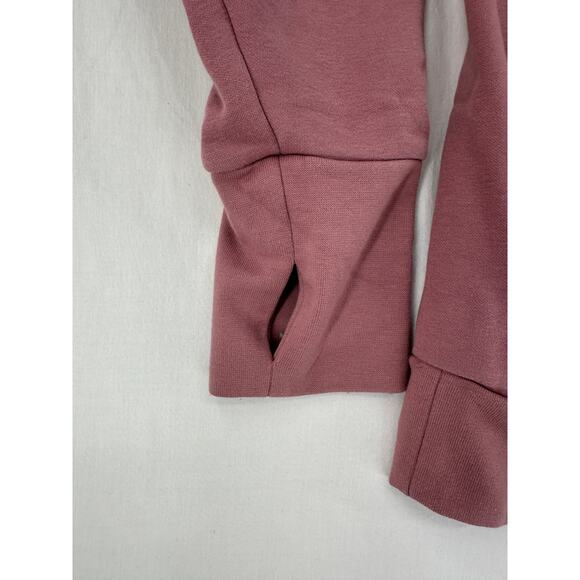Fabletics Mock Neck Sweatshirt Pink Pockets Gym Workout Yoga Thumb Holes - Picture 6 of 6